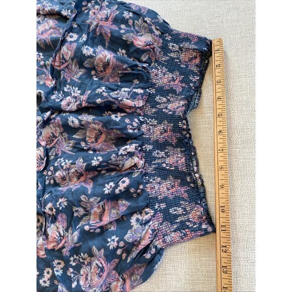 Natural Life XS / S Floral Tiered Mini Skirt Boho Western Festival Rayon Smocked - Picture 6 of 6